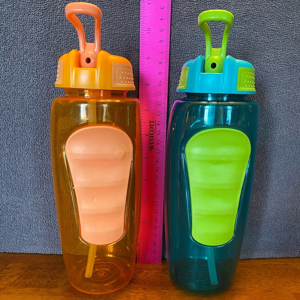 Six various water bottles